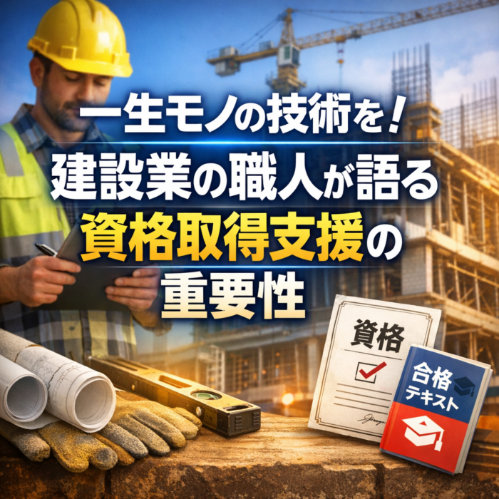 一生モノの技術を！建設業の職人が語る資格取得支援の重要性
