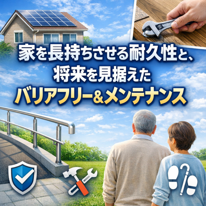 家を長持ちさせる耐久性と、将来を見据えたバリアフリー＆メンテナンス